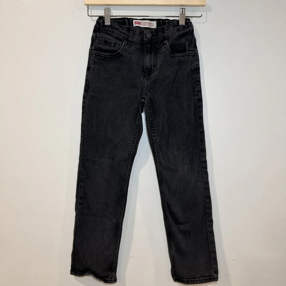 Levis 514 Straight Fit Performance Jeans Boys Size 10 Reg Black Denim